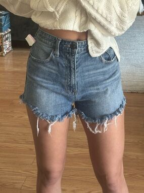 High-Rise Lucky Brand Distressed Denim Shorts - Blue
